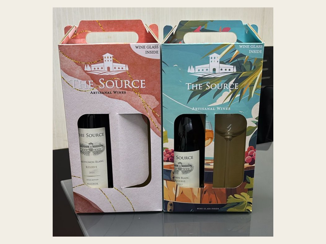 Twin-bottle gift pack with die-cut windows