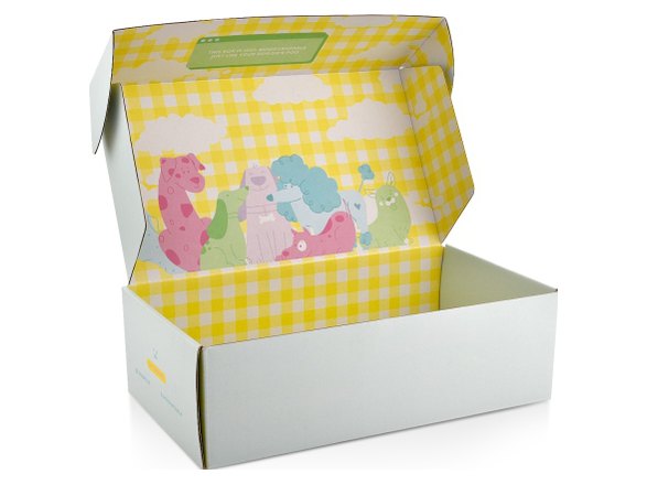 Corrugated mailer with a full-colour illustrated interior