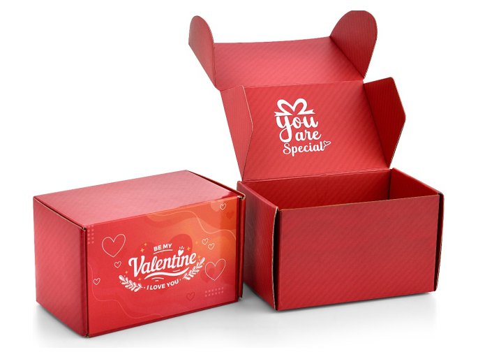 Red occasion gift mailer with printed interior